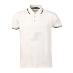 Mens White Striped Collar Short Sleeve Polo T-Shirt