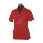 Women Single Button Golf Shirt V-Neck Rib Knit Collar