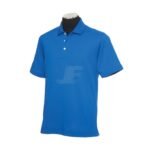 Women Contrast Button Royal Blue Golf Shirt