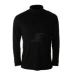 Mens Mock Neck Heavyweight Cotton Long Sleeve Golf Shirt