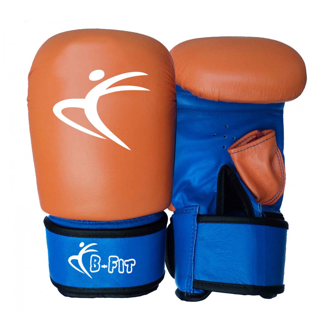 Orange with Blue Leather Boxing Bag Gloves With High Density Mold