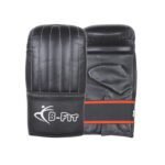 Black Leather Bag Gloves with Elastic Closure