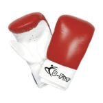 Red and White Leather Boxing Bag Gloves