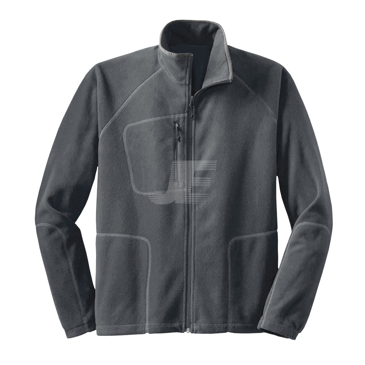 Mens Chest Pocket Full Zip Grey Sports Fleece Jacket