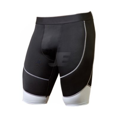 Mens Contrast Panel Gym Training & Workout Compression Shorts