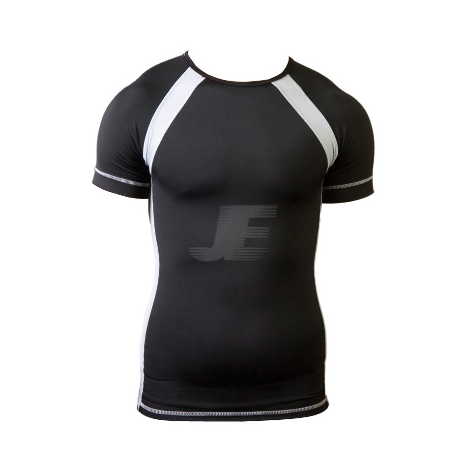 Mens Two Color Black & Grey Compression Shirt Short Sleeve