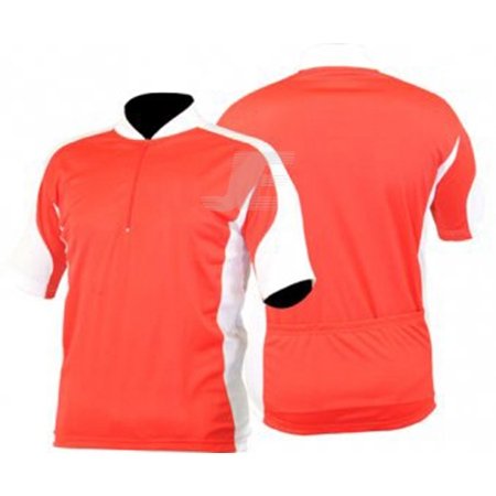 Mens Red & White 1/4 Zip Half Sleeve Cycling Jersey