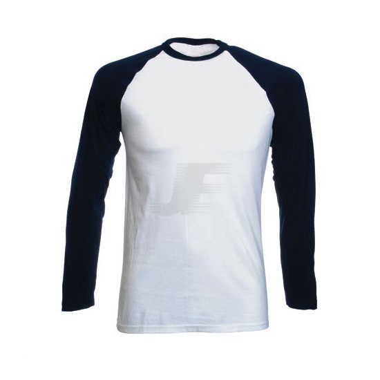 Black & White Cotton Raglan Long Sleeve Baseball T-Shirt