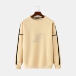 Contrast Panel Round Neck Heavyweight Cotton Fleece Sweatshirt