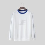 Contrast Strips Cotton Fleece White Ringer Sweatshirt