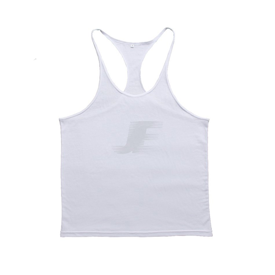 White Custom Printed Cheap Stringer Tank Top