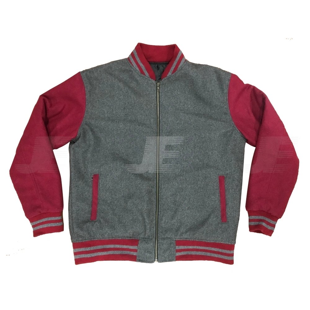 Personalized Logo Metal Zip Wool Letterman Varsity Jacket