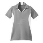 Women Red & White V-Neck Sports Polo Shirt