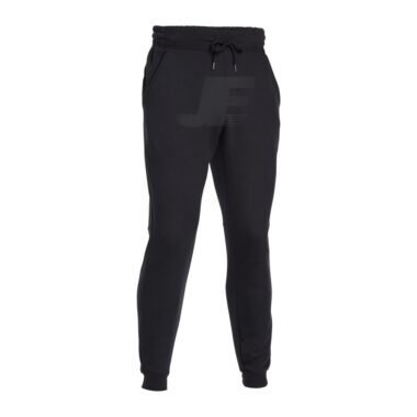 Mens Heavyweight Black Fitted Fleece Joggers