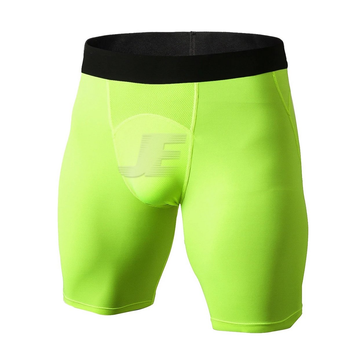 Mens Yellow Fluorescent Base Layers Hi Viz Compression Shorts