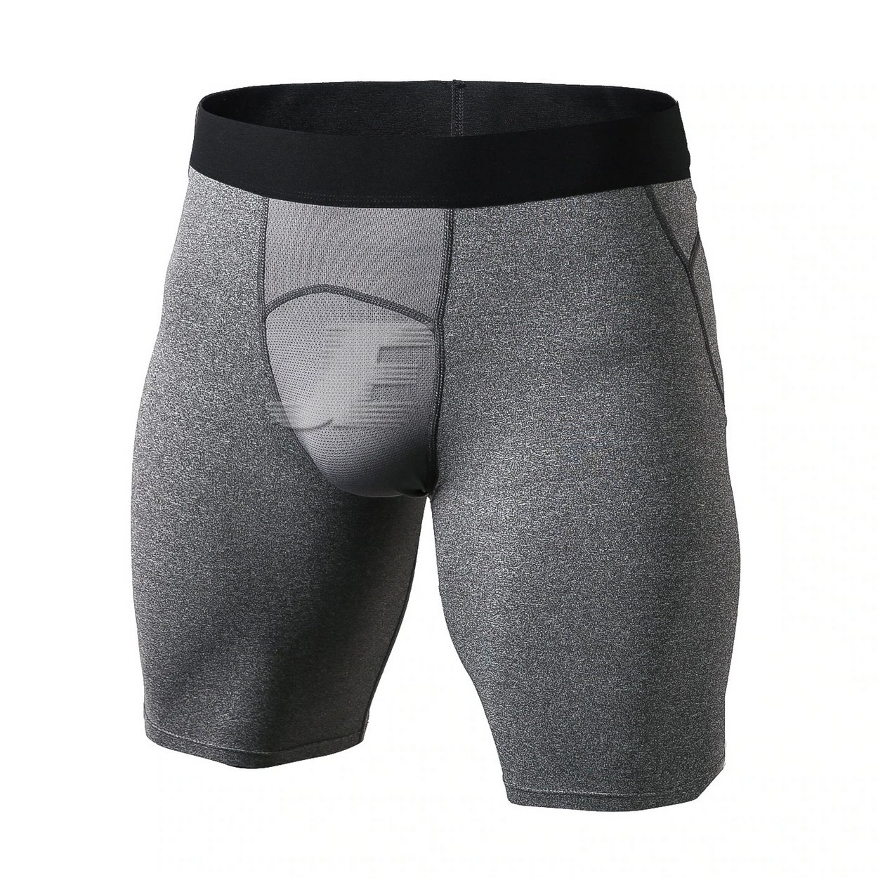 Mens Base Layers Grey Compression Shorts With Front Mesh