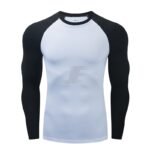 Mens Two Color White & Red Long Sleeve Nylon MMA Rash Guard