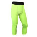 Mens Hi Viz Tight 3/4 Length Yellow Fluorescent Capri Leggings