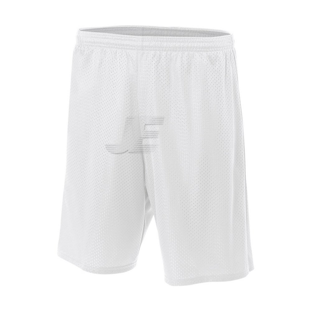 Multipurpose Long Inseam White Tricot Mesh Training Shorts